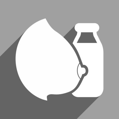 Uzun gölge ile anne süt şişesi düz kare simgesi