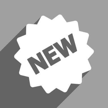 New Tag Flat Square Icon with Long Shadow