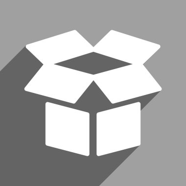 Open Box Flat Square Icon with Long Shadow