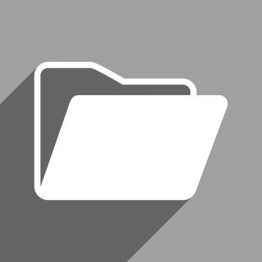 Open Folder Flat Square Icon with Long Shadow