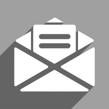 Uzun gölge ile açık posta düz kare simgesi