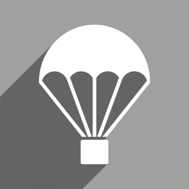 Uzun gölge ile paraşüt düz kare simgesi