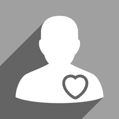 Uzun gölge ile hasta kalp düz kare simgesi