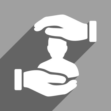 Uzun gölge ile hasta sigorta düz kare simgesi