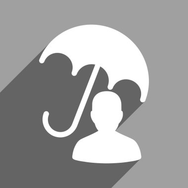 Uzun gölge ile hasta şemsiye bakım düz kare simgesi