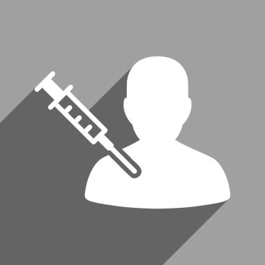 Uzun gölge ile hasta aşı düz kare simgesi