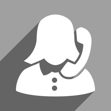 Uzun gölge ile telefon operatörü düz kare simgesi