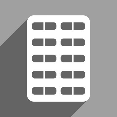 Pill Blister Flat Square Icon with Long Shadow