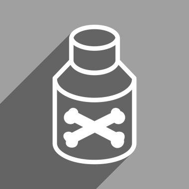 Uzun gölge ile zehir şişe düz kare simgesi