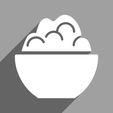 Uzun gölge ile yulaf lapası kase düz kare simgesi