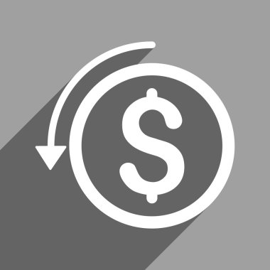 Uzun gölge ile geri ödeme düz kare simgesi