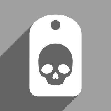 Uzun gölge ile kafatası etiketi düz kare simgesi