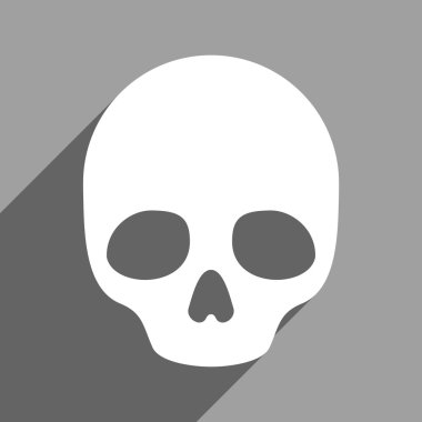 Uzun gölge ile kafatası düz kare simgesi