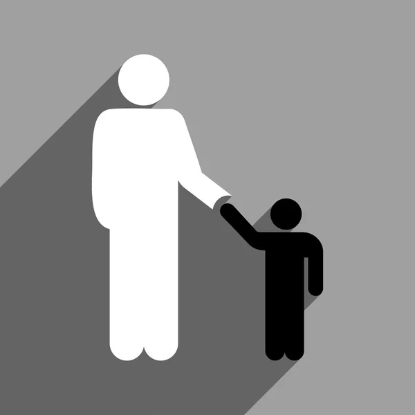 Padre con hijo plano cuadrado icono con sombra larga — Archivo Imágenes Vectoriales