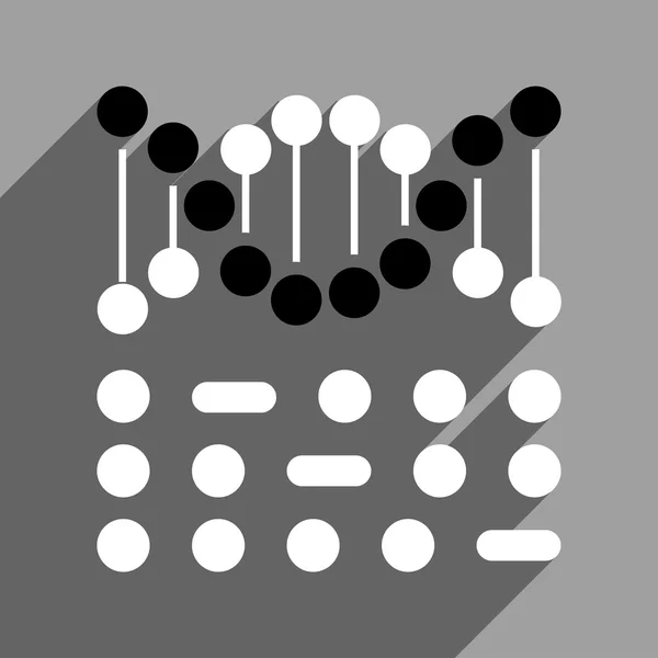 Genetikai kód Flat Square ikon hosszú árnyéka — Stock Vector