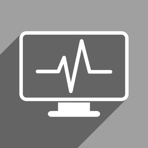 Cardiogram Monitoring Flat Square ikon hosszú árnyéka — Stock Vector