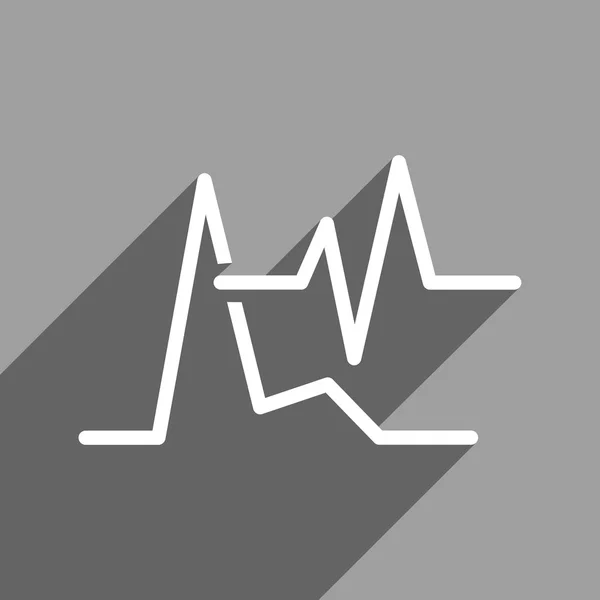 Ecg flaches quadratisches Symbol mit langem Schatten — Stockvektor