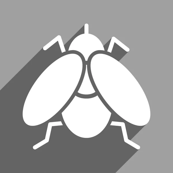 Icono cuadrado plano de la mosca con sombra larga — Vector de stock