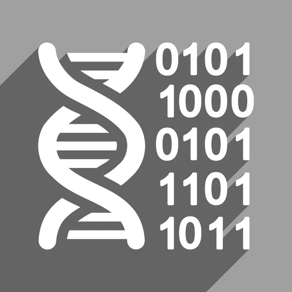 Icona quadrata piatta del codice genoma con ombra lunga — Vettoriale Stock