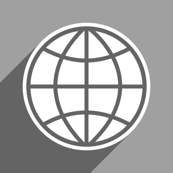 Ícone quadrado plano do globo com sombra longa —  Vetores de Stock