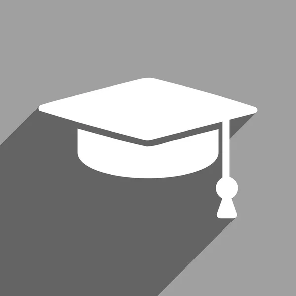 Graduation Cap Flat Square Icon with Long Shadow — Διανυσματικό Αρχείο