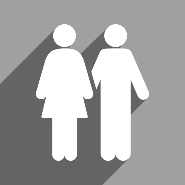 Icono cuadrado plano de pareja humana con sombra larga — Vector de stock