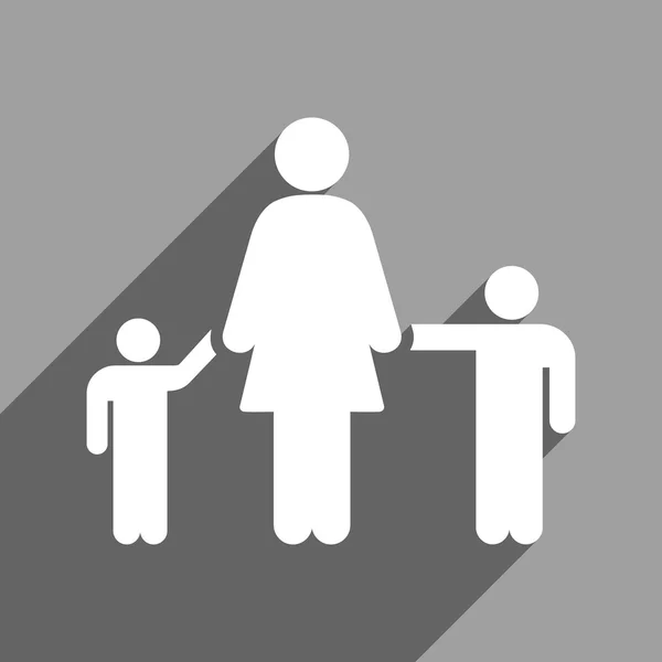 Moeder en kinderen Flat Square pictogram met lange schaduw — Stockvector