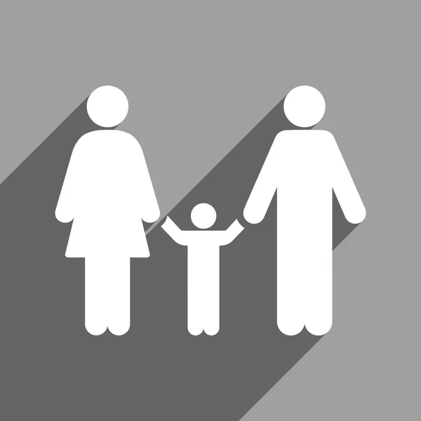Parents and Child Flat Square Icon with Long Shadow — Stock Vector