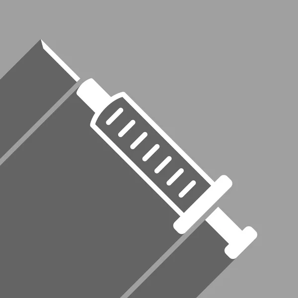 Jeringa plana cuadrada icono con sombra larga — Vector de stock
