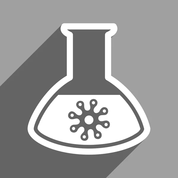 Ícone quadrado plano da análise do vírus com sombra longa — Vetor de Stock