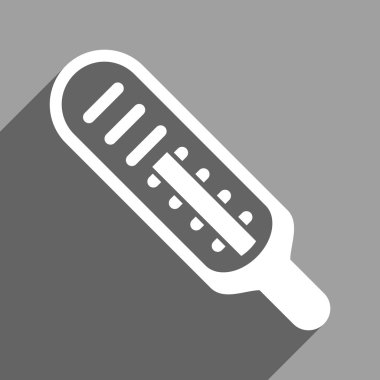 Uzun gölge ile termometre düz kare simgesi