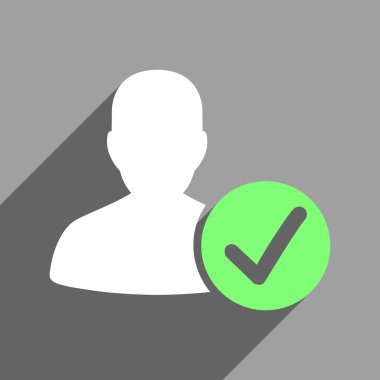 Uzun gölge ile geçerli kullanıcı düz kare simgesi