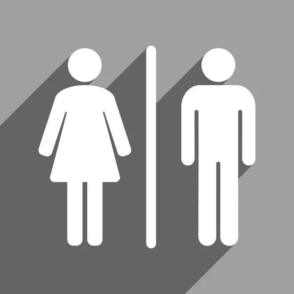 Toalett personer platt fyrkantig ikon med långa skugga — Stockfoto