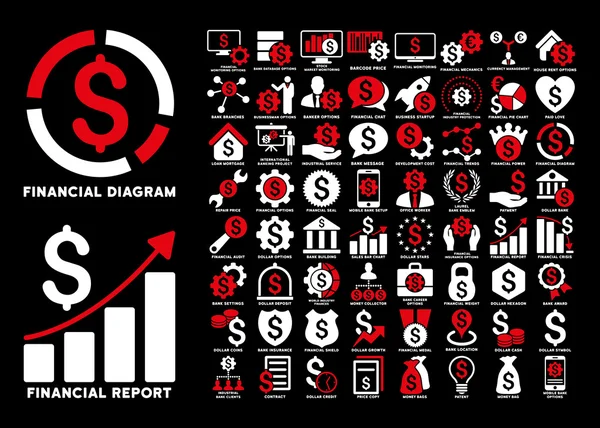 Dollar Finances Flat Glyph Icons With Captions — Stock Photo, Image