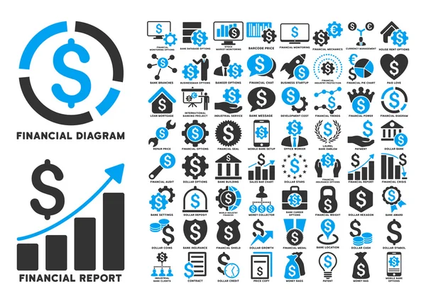 Dollar financiert platte Glyph pictogrammen met bijschriften — Stockfoto