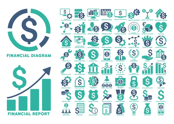 Dollar Finances iconos de glifos planos con leyendas —  Fotos de Stock