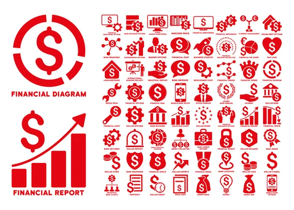 Dollar Finances iconos de glifos planos con leyendas —  Fotos de Stock