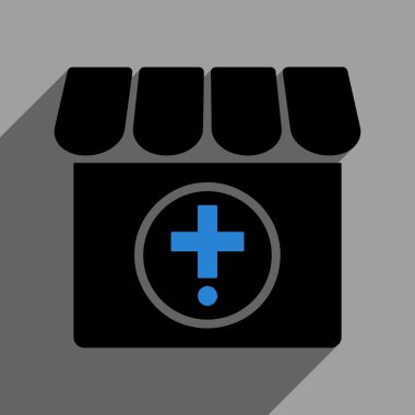 Uzun gölge ile eczane düz kare simgesi