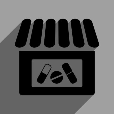 Uzun gölge ile eczane düz kare simgesi