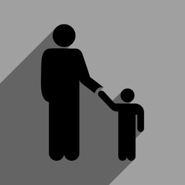 Baba ile oğlu düz kare simgesini uzun gölge ile