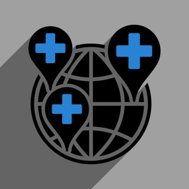 Uzun gölge ile genel klinik şirket düz kare simgesi