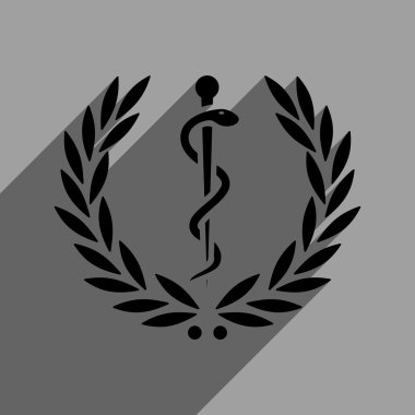 Uzun gölge ile sağlığa bakım defne çelengi düz kare simgesi