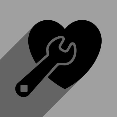 Uzun gölge ile kalp onarım düz kare simgesi