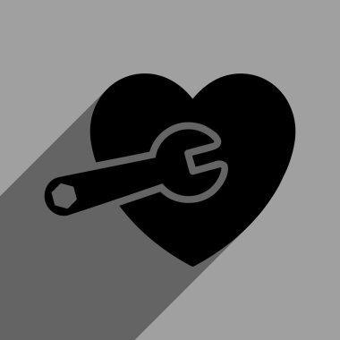 Uzun gölge ile kalp ameliyatı düz kare simgesi