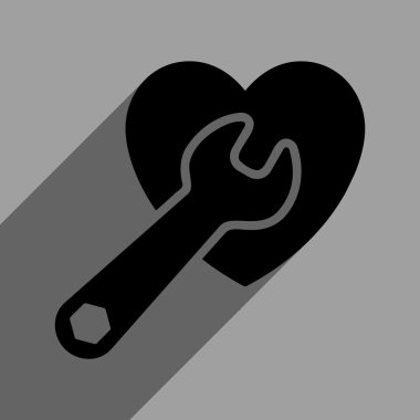 Uzun gölge ile kalp ameliyatı düz kare simgesi