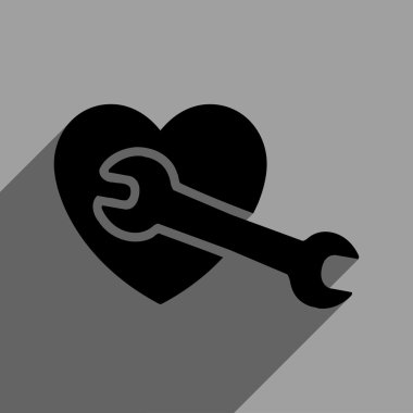 Uzun gölge ile kalp ameliyatı düz kare simgesi