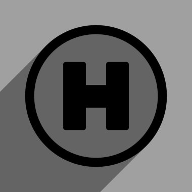 Uzun gölge ile helikopter iniş daire düz kare simgesi