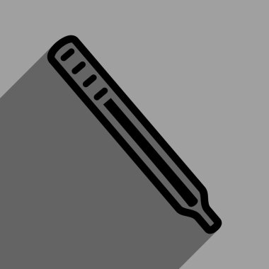 Uzun gölge ile Medikal termometre düz kare simgesi