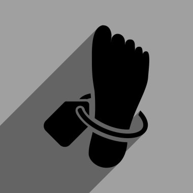 Uzun gölge ile morg ayak etiketi düz kare simgesi