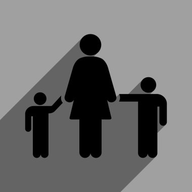 Anne ve çocuk düz kare simgesini uzun gölge ile